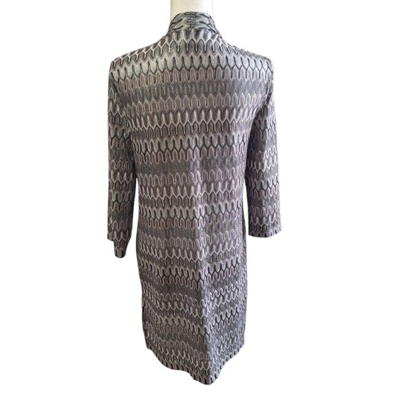 Chicos Travelers Collection Duster Long Thin Knit Metallic Womens Size 1 Gray - Picture 4 of 8